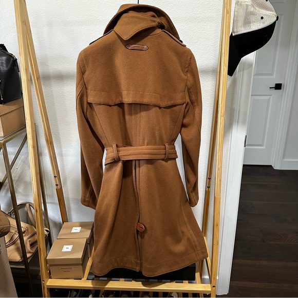 COACH wool and leather camel peacoat LIKE NEW - Picture 9 of 16